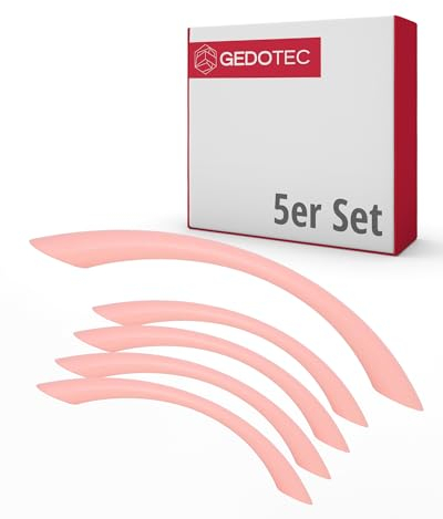 Gedotec Möbelgriffe für Kinderzimmer | Bohrabstand 128 mm | Farbe Pink | 5 Stück | Schubladengriffe Kunststoff | COLOUR | Türgriffe bunt | Möbelgriffe Kinder | schmale Griffe Möbel | Türgriffe Schrank