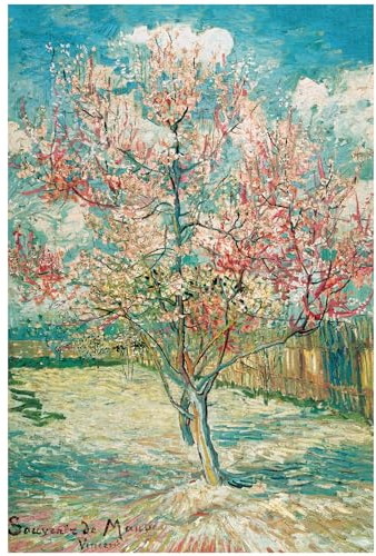 MISITU Mini Puzzles 1000 Teile Van Gogh Ölgemälde Puzzles für Erwachsene – Pfirsichblüte – Super anspruchsvolles Mini Puzzle 38 x 26 cm Heimdekoration