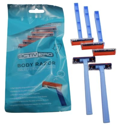 ACTIVPRO Body Razors | Combed Head to Prevent Cuts | Gentle on Skin | Underarms | Bikini | Sensitive | Stainless Steel Blade | Grooming Blades for Men Women | Disposable (5pcs)