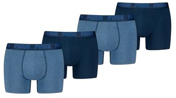 PUMA Boxer Boxershorts Men Herren Everyday Unterhose Unterwäsche 4er Pack, Farbe:007 - Denim, Bekleidungsgröße:S