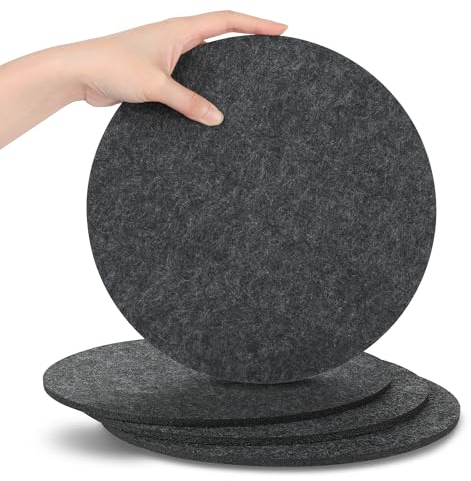 SOSMAR 4 Stück Groß Filzuntersetzer Filzunterlage für Töpfe, Gläser, Vasen und Schüsseln - Tischschoner Tischuntersetzer Schutzmatte aus Robustem Filz (Rund Ø 25cm/ Anthrazit)