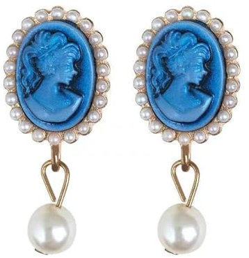 Ohrringe Vintage Palast Stil blau Kamee Königin Kopf Portrait Ohrringe Nadel Ohrringe Retro Temperament Barock Perlen Ins Schmuck Geschenke