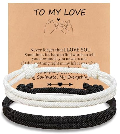 GLLBTPT 2 Stücke Matching Couple Armbänder für Jahrestag Geschenke | Glücksarmband für Gelübde der ewigen Liebe Fernbeziehung Armband für Boyfriend Girlfriend