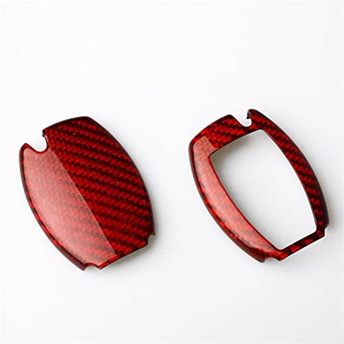 JAFYLO Kohlefaser, for Smart, Schlüsselanhänger-Schlüsselgehäuse, for Benz, W205 W211 W212 W221 X253 C117 W166 ABCESR CLA GLA GLK ML GLE SLK GLC Schlüsselanhängerhülle(Red Carbon Fiber)