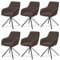 Juskys Drehstuhl Clyde mit Armlehne 6er Set - Esszimmerstuhl modern mit Stoff Bezug - Polsterstuhl Esszimmer - 120 kg belastbar - Stuhl Cord Braun