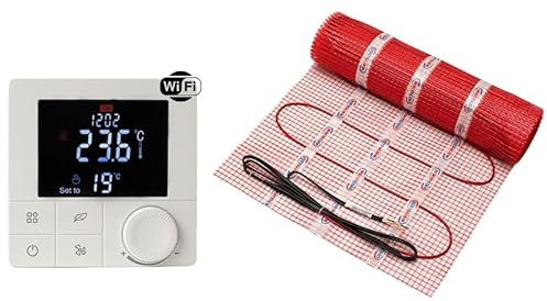 Warmcoin™ Heizmatte - Elektrische Fußbodenheizung, Selbstklebend, Verschiedene Größen, 160 W/m² mit Thermostat (W40 Wifi Thermostat, 3m²)