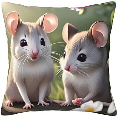 WHJYYXDE Housse de coussin universelle 4 saisons 50,8 x 50,8 cm en tissu pour canapé, taille carrée, motif souris amoureuse