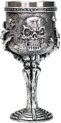 ZONSUSE Skull Hand Goblet,Stainless Steel Skull Beer Cup,Gothic Ghost Hand Wine Chalice,Halloween Wine Goblet,Medieval Skull Drinkware for Gothic Horror Decoration Halloween Party Prop 200ml (Skull)