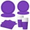 MORAINJAY Set di 68 Pezzi di Stoviglie Viola Intenso per Feste, Piatti di Carta, Bicchieri, Tovaglioli, Stoviglie per Compleanni, Matrimoni, Baby Shower, Lauree, Anniversari, Set per 16 Ospiti