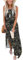 AUSELILY Maxikleider Damen Sommer Ärmellos Strandkleid Lang Sommer-Kleider Tank T-Shirt Kleid mit Taschen Schwarz Gold Blätter M
