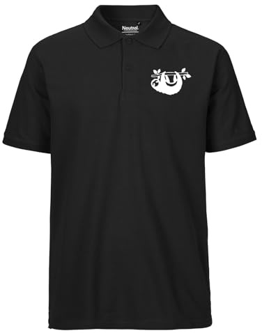 Huuraa Herren Polo Shirt Faultier Silhouette Geschenk | Bio Baumwolle Fairtrade Kurzarm Poloshirt Geschenkidee Männer Polohemd