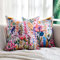 DecorMommt 2er Set Bunte 3D Blumen Outdoor Kissenbezüge 40x40cm Frühling Wildblumen-Pflanzen Farbe Kissenbezug Dekorative Quadratische Weich Bauernhaus-Dekor-Kissenhülle für Zuhause Sofa Garten
