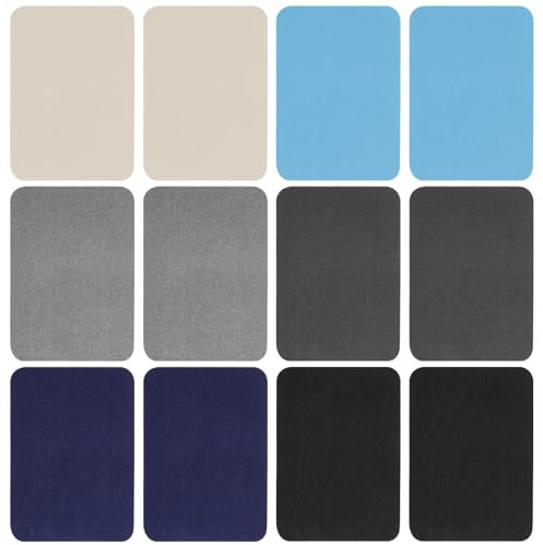 12PCS Iron-on Fabric Repair Patches, 4 x 3 Inches Cotton Iron on Patches for Clothing Inside & Outside Repairs, Fabric Patche for Denim Jean Clothes Repair Decorating Kit (Multicolor)