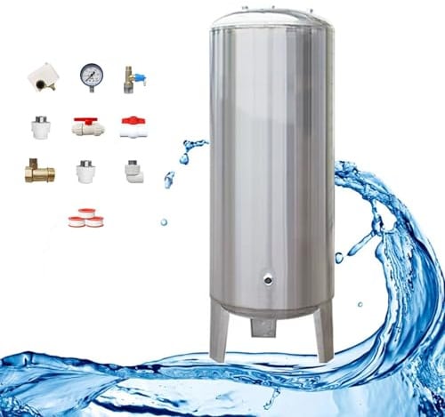guoyjmm Druckbehälter Druckkessel 60 100 160 200 250 300 L Wasserspeicher Drucktank 220v, Edelstahl Hohe Vordruckbehälter Tragbar, Druckspeicher,250L/66Gal-50x135cm