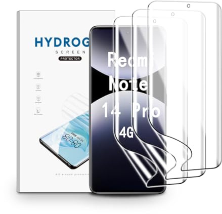 nvskvd Pellicola Protettiva Idrogel per Redmi Note 14 Pro 4G 5G, 3 Pezzi Pellicola Protettiva TPU per Trasparente HD Morbida Display ID Impronte Digitali(Non Vetro Temperato)