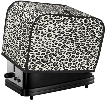 Funda para electrodomésticos pequeños de cocina con estampado de leopardo negro, se adapta a la mayoría de tostadoras de 2 rebanadas