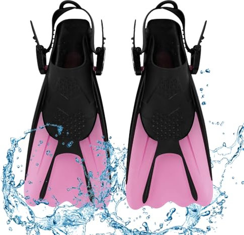 LYPPUL Schwimmflossen Kinder, Trainingsflossen, Silikon Schnorchelflossen Kurz, Kurze Flossen Kinder, Kinderflossen zum Tauchen, Taucherflossen Schnorchelflossen für Schwimmen, Tauchen(Gr.27-29) Rosa