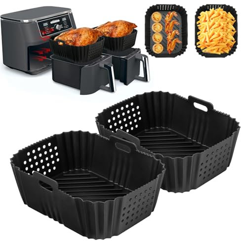 Cozary Moule Silicone Air Fryer 2 Pièces,Double Face,Parfait pour Ninja Double Stack XL 9.5L SL400UK/AF400UK/AF300UK,Cookwise/Emerio Dual Zone 9L,Stillstern/Balter HL-900-8L,Plat Silicone Réutilisable