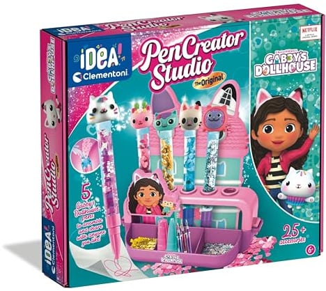 Clementoni |Stylos Gabby et la Maison Magique à personnaliser pour Enfants 6+ | Coffret Stylos à Personnaliser | 25 Accessoires | Loisirs Créatifs | Activité Manuelle |PenCreator Studio