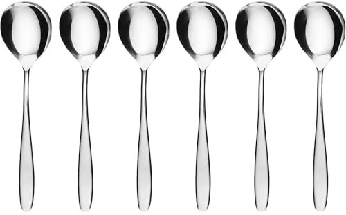 GRÄWE Sahnelöffel Set 6-teilig, Edelstahl, Besteckserie Königstein, Handpoliert & Spülmaschinengeeignet, Servierlöffel für Sahne, Desserts, Kaffee, Saucen