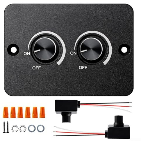 HanOaki LED Dimmer Switch DC 12V Double Circuit Memory USB Fast Charging Adjustable Brightness Energy Saving Black Aluminum for Car Truck Caravan Home