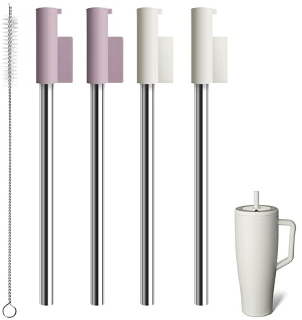 Replacement Straws for Brumate Era 40 oz Tumbler, 4 Pack Reusable Straw with Cleaning Brush, ABS and Stainless Steel Integrated