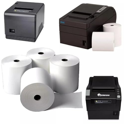 80x80mm, Premium Thermal Paper Till Receipt Rolls, Ultra Smooth, White, [Pack of 100], Compatible with All Major EPOS Printers, POS Terminals, Cash Registers