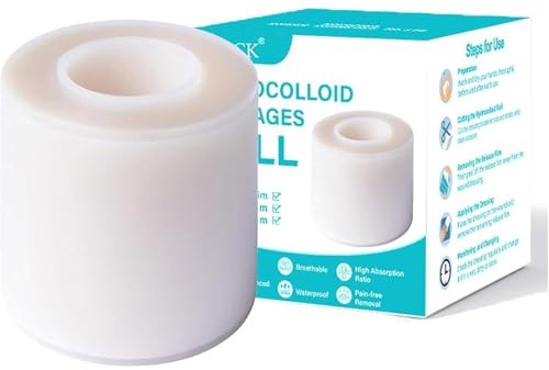 Hydrokolloid Pflaster Rolle 5 cm x 5 m Blasenpflaster Pickel Patch Rolle | Atmungsaktiv, Zuschneidbar, Selbstklebend, Flexibel & Wasserdichte Hydrocolloid Roll für Blasen, Schnitte & Hautschutz