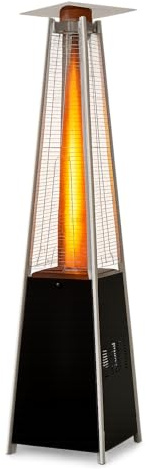 BTExpert 48000 BTU - Calentador de terraza para exteriores piramidal doble capa de acero inoxidable, sistema de protección triple, tubo de cristal de cuarzo, calentador de propano para el hogar y