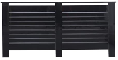 Modern Black High Gloss Radiator Cover – 4 Sizes (S/M/L/XL) – Ventilated Heater Enclosure Cabinet for Living Room/Bedroom – Conceals Pipes & Enhances Décor (Extra Large)