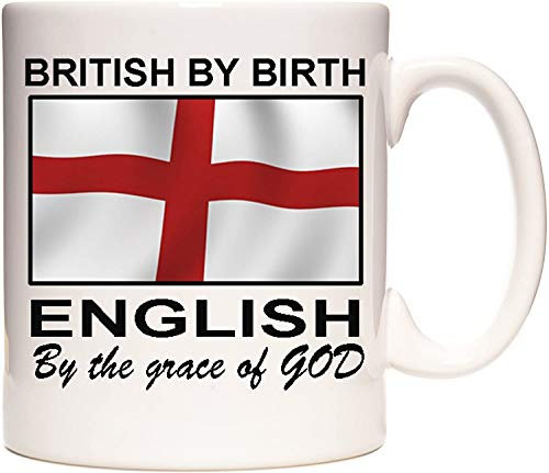 KAZMUGZ Tasse à thé/café en céramique avec drapeau anglais de naissance anglais par la grâce de Dieu
