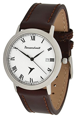 Messerschmitt Unisex Armbanduhr schweizer Quarz Uhrwerk Ronda 715 ME-4H200R mit Lederarmband 5 ATM