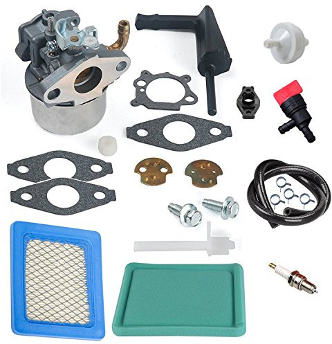 OxoxO Kit de carburateur - Filtre à air - Filtre à carburant - Bougie d'allumage compatible avec les pièces de tondeuse à gazon Briggs and Stratton 798653 697354 790290 791077 698860
