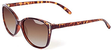 Face Shadow Cat Eye Sunglasses for Women Polarized Fashion Metal Decoration Ultralight UV400 Protection Brown