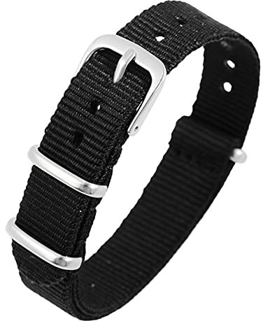 Excellanc-Uhrenarmband Ersatz Textil Dornschließe Breite 14-22 mm (Stegbreite: 18 mm, schwarz)
