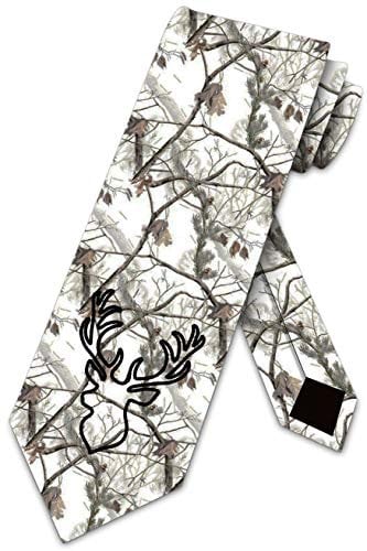 Three Rooker Camo Ties Herren Krawatte Hirsch Jagd Winter Camouflage Krawatte, Weiss/opulenter Garten, Einheitsgröße
