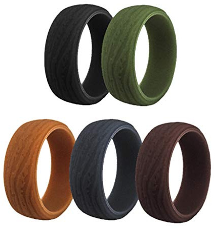 P Prettyia 5 STK Herrenring, Silikonringe, Fingerring mit Business Stil, Silikon Ehering, Hochzeitring, Handschnmuck für Sport und Outdoor - 12
