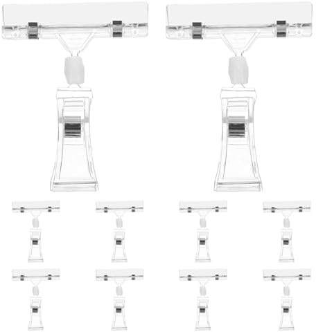 NUOBESTY Transparent Label Clips 4.21In Double-Sided Price Tag Clamp Note Holders for Home Shopping Mall Market Party Table Cards 10 Pack