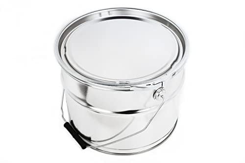 BenBow Secchio di latta da 10 L con coperchio e anello di bloccaggio - ermetico, opaco, vuoto, rotondo - contenitore di conservazione con manico in metallo