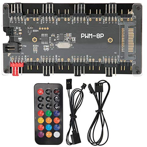 Case Fan Hub, PWM + ARGB 2 in 1 telecomando wireless, per ventola di raffreddamento del computer