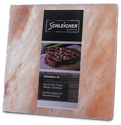 Schleicher® Premium BBQ Grill Salzstein - Größe XL - 5er Set Salzstein zum Grillen Maße: 20x20x2,5cm reinstes Kristallsalz Salzplatte Salzblock für fantastisches Grillerlebnis für Grill & Backofen