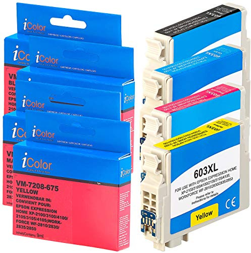 iColor Multipack, Kompatibel mit epson: Tinten-Patronen-Pack für Epson-Drucker (ersetzt C13T03A24010 / 603XL) (Tintenpatronen Multipack, Kompatibel mit, Druckerpatronen)