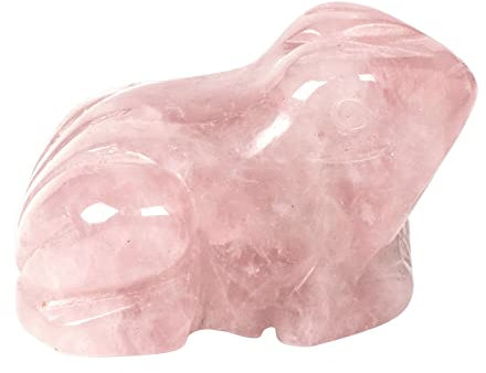 Lovionus89 Rosenquarz Frosch Kristall Figur, Klein Hand Geschnitzt Tasche Kristall Statue Tier Skulptur 1,5 Zoll