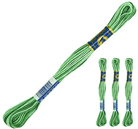 3 Docken Stickgarn je ca. 8m Sticktwist mit Farbverlauf 100% Baumwolle Stickerei Farbwahl, Farbe :61152 Frühlingsgrün