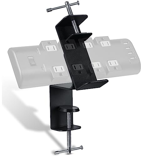 CLOOLC Desk Clamp for Power Strip - Removable Power Strip Holder for Desk Edge - Sturdy Table Clamp - Desk Mount for Power Strip - Fits 2.55 to 4.13 Width - Black