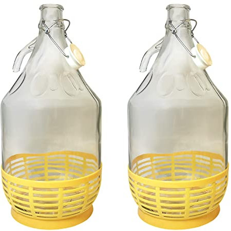 DIAH DO IT AT HOME 2 x Glass 5L Demijohns - Carboys 1 Gallon Wine Making, Storage Fermenters