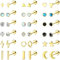 MILACOLATO 18 Paar Helix Piercings Ohr Knorpel Ohrringe Für Damen Edelstahl Ohrstecker Helix Tragus Of Mond Star Heart Disc CZ Geometrische Edelstahl Ohrringe Damen Piercing Schmuck Gold