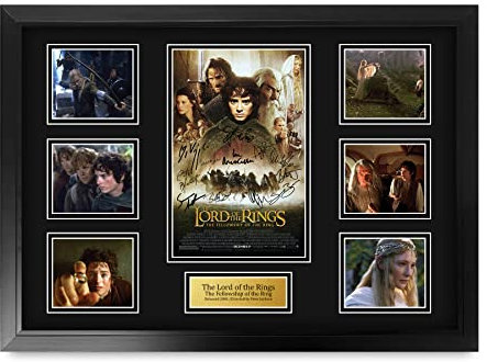 HWC Trading Fellowship of the Ring Lord of the Rings Geschenke Geducktes Signiertes Autogramm Präsentationsdisplay für Fans von Film Memorabilien - A2 Gerahmt