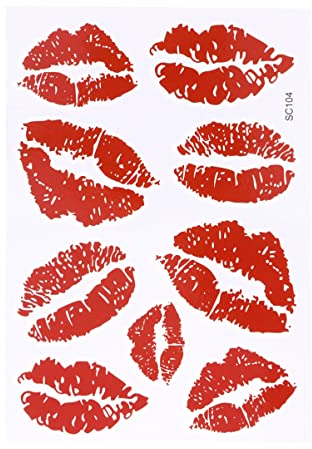 Rote Lippen Temporäre Tattoo Aufkleber 6 Stücke Küsse Aufkleber Lippen Aufkleber für DIY Dekorieren