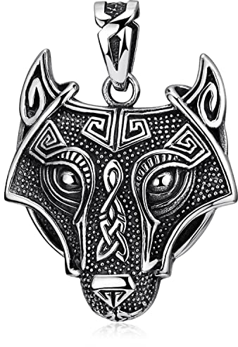 MATERIA by Matthias Wagner Herren Kettenanhänger Wolfskopf Wolf keltisch 925 Sterling-Silber antik KA-77